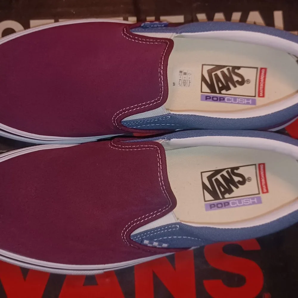 Vans Men's 8.5/Women's 10 Skate Slip On Moonlight Blue/Mauve Wine VN0A5FCAAPO